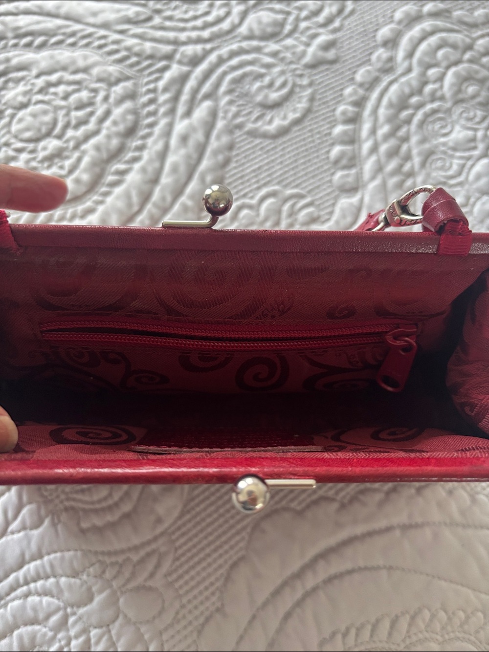 Brighton Vintage Red Floral Decoration Shoulder Bag with Crystal Accents - Picture 2 of 3